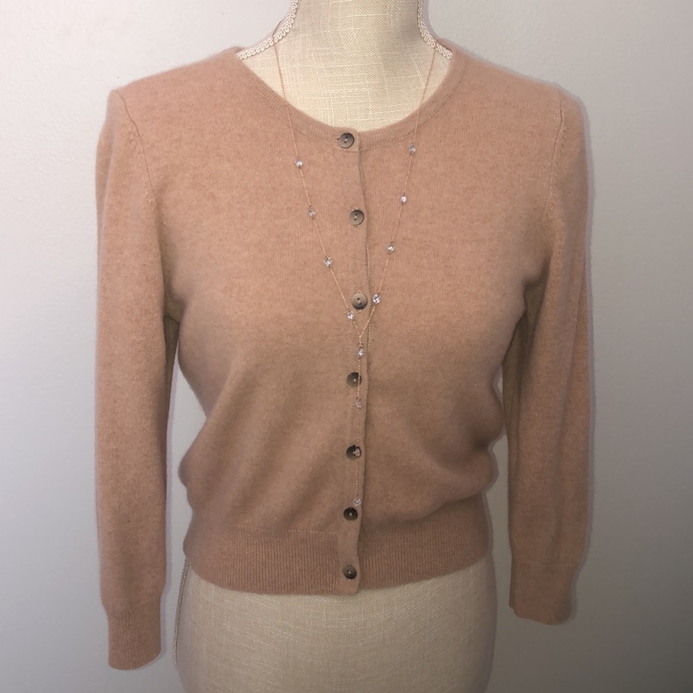 Biden Beige Cashmere Cropped Cardigan